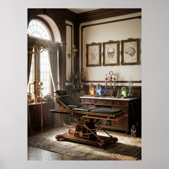 Victoriansk Steampunk Medicinskt Labb Poster (Framsidan)