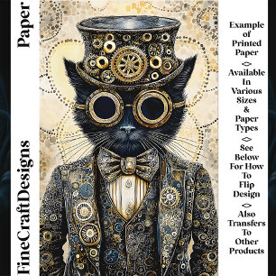 Victoriansk Steampunk Svart Katt AB6 Scrapbookpapp