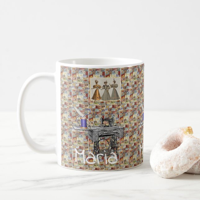 Victoriansk symaskinsmugg kaffemugg (Med munk)