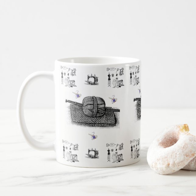 Victoriansk symaskinsmugg kaffemugg (Med munk)
