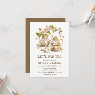 Victoriansk Tea Party Låt oss Par Tea 21-årsdag Inbjudningar