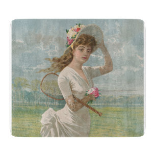 Victoriansk tenniskvinna med blommig hatt Antik
