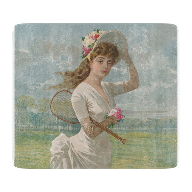 Victoriansk tenniskvinna med blommig hatt Antik (Framsidan)