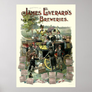 Victoriansk tidsålder New York Bryggeri 1896 Kalen Poster