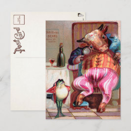 Victoriansk tjur och groda vykort