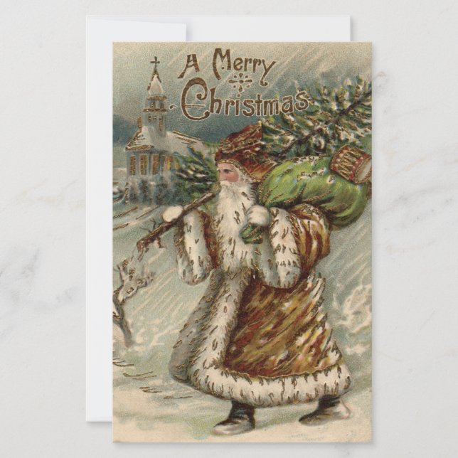 Victoriansk Tomte Med Julgran (Framsida)