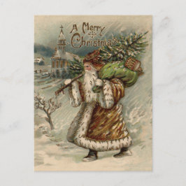Victoriansk Tomte Med Julgran Helg Vykort