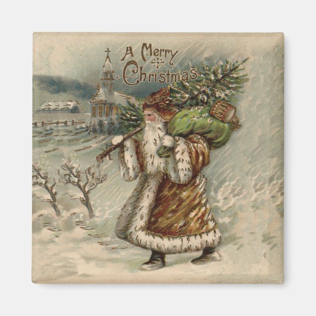 Victoriansk Tomte Med Julgran Magnet (Framsidan)