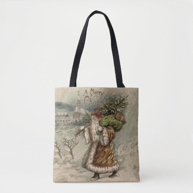 Victoriansk Tomte Med Julgran Tygkasse (Framsida)
