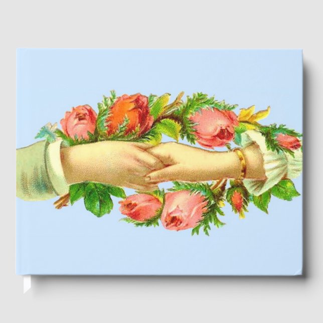 Victoriansk tryck med sammanflätade händer gästböcker (Framsida)