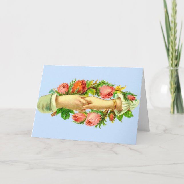 Victoriansk tryck med sammanflätade händer kort (Framsida)