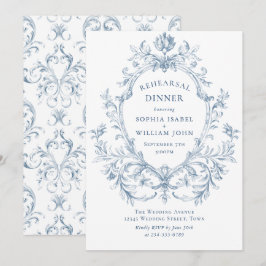Victoriansk utsmyckad grace dusty blue repetitions inbjudningar