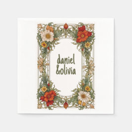 Victoriansk utsmyckad kant med vildblomma bröllop pappersservett