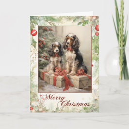Victoriansk valp till Cocker Spaniel jul Helgkort