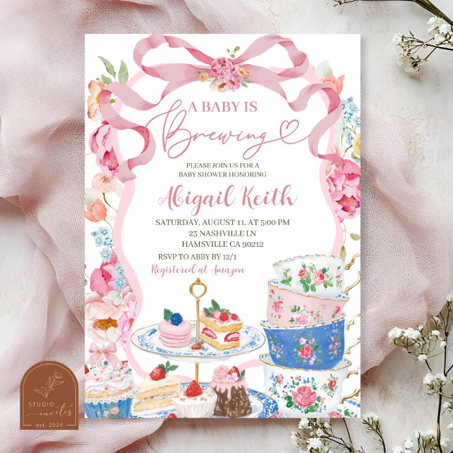 Victoriansk vårblomma Teasalong Baby Shower Inbjudningar (Skapare uppladdad)