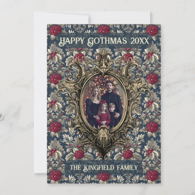Victoriansk vinterbärsmycken Familj Gothmas Julkort (Framsida)