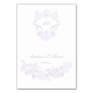 Victoriansk Violett Krest Elegant Vikbar Namnkort Bordsnummer