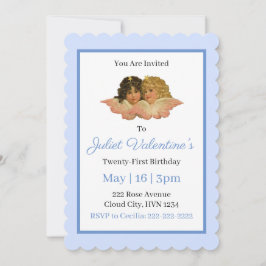 Victorianska Änglar Babyblå Inbjudningar