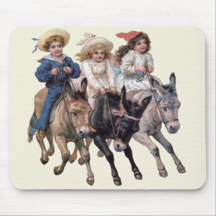 Victorianska barn och hästar musmatta