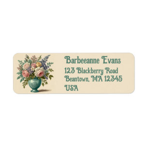 Victorianska blommor returadress etikett