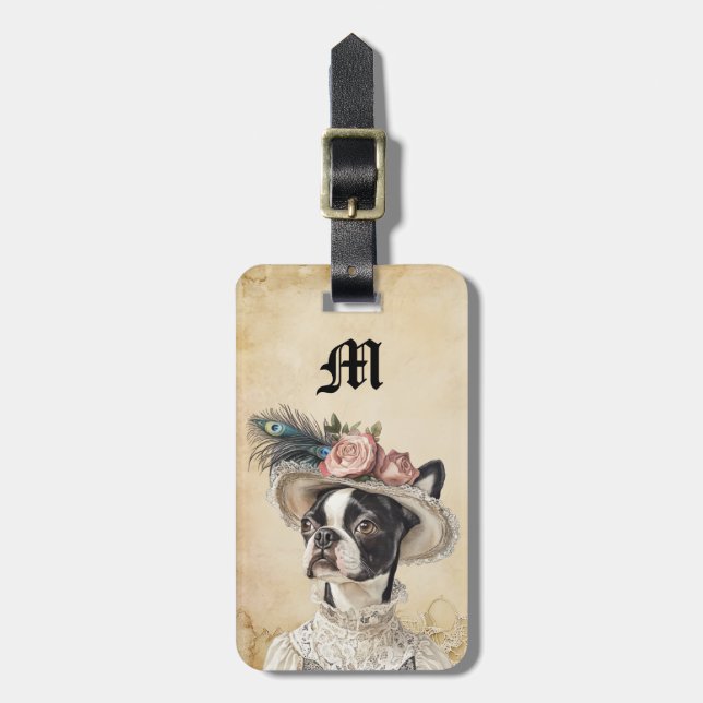 Victorianska Boston Terrier Hund Bagagebrickor (Vertikal Framsida)