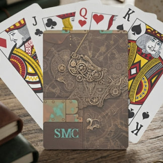 Victorianska brons ångpunkts kugghjul casinokort