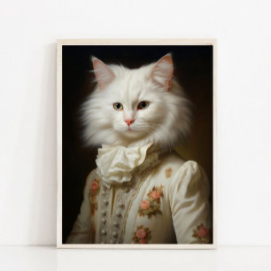 Victorianska Djur Porträtt Royal Vit Katt Vintage Poster
