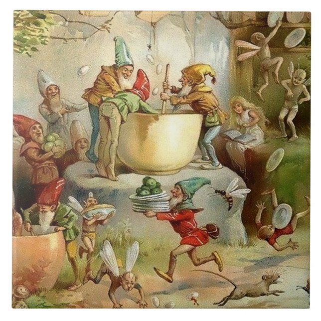 “Victorianska feer” av E S Hardy Kakelplatta (Framsidan)