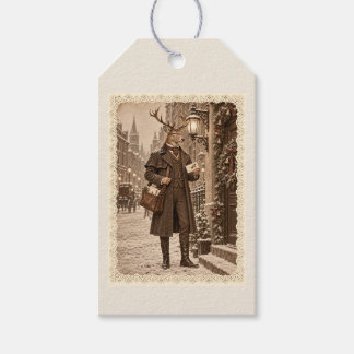 Victorianska hjortpostmästare julpresentkort presentetikett