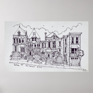 Victorianska hus San Francisco, Kalifornien Poster