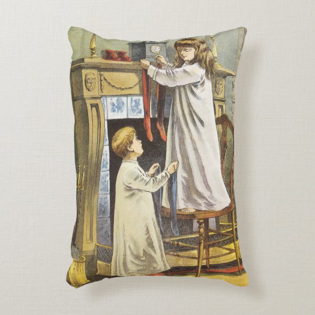 Victorianska jul, Barn julstrumpor Prydnadskudde (Framsidan(Vertikal))