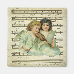 Victorianska julänglar fiol och notblad magnet