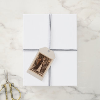 Victorianska julpresenttaggar med ekorre presentetikett