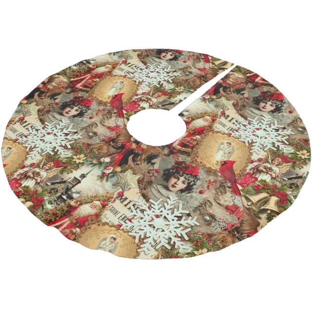 Victorianska julskatter Collage Julgransmatta Borstad Polyester (Vinklad)