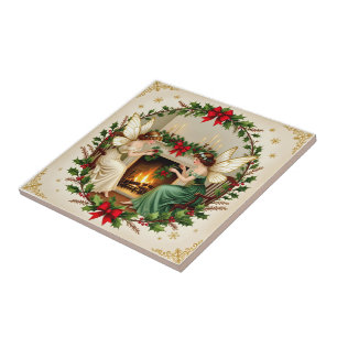 Victorianska julspöken änglar kakelplatta