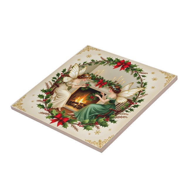 Victorianska julspöken änglar kakelplatta (Sidan)