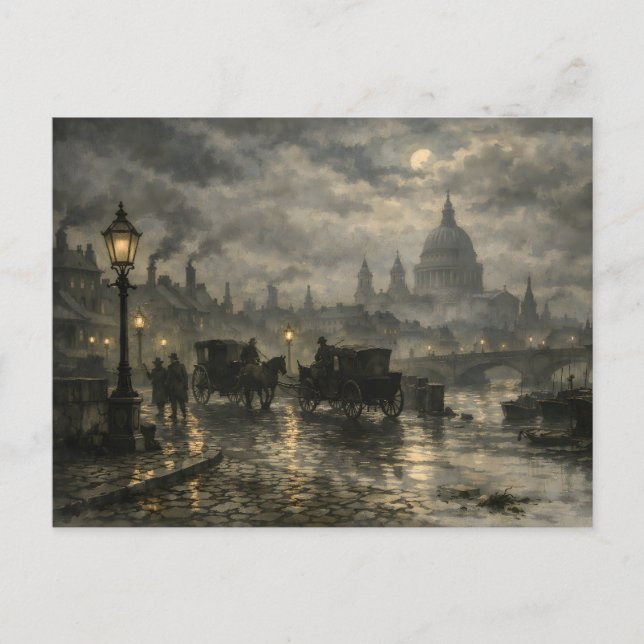 Victorianska London-nattlandskap av BurnsInHell Vykort (Framsida)