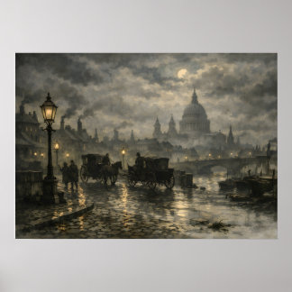 Victorianska Londonskvällar av BurnsInHell Poster