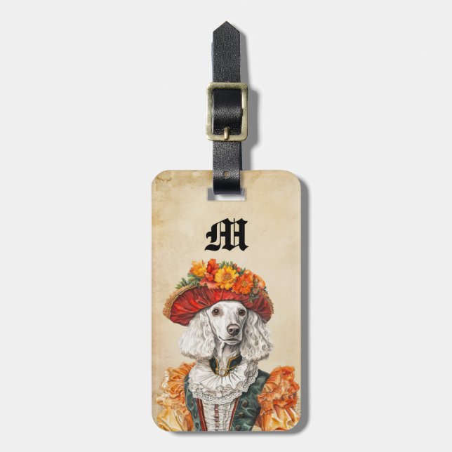 Victorianska Poodle Hund Resväskemärken Bagagebricka (Vertikal Framsida)