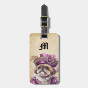 Victorianska resväskemärken för Shih Tzu-hundar Bagagebricka