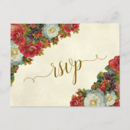 Victorianska Rosor Elegant Höstbröllop RSVP Vykort