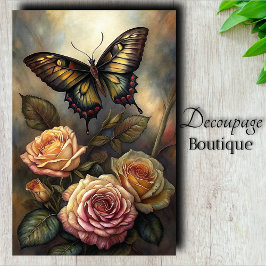 Victorianska Rosor Fjäril Decoupage