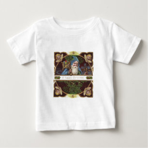 Victorianska Santa Änglar Blå Jul Gammal Konst T-shirt
