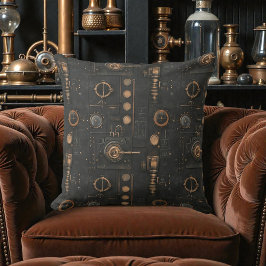 Victorianska Steampunk Metallknappar och Kugghjul Kudde