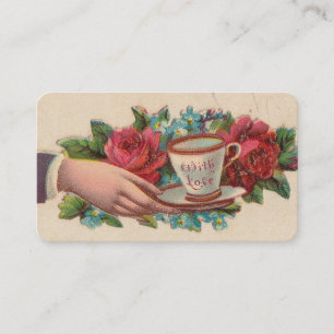 Victorianska Telefonkort - Tea med kärlek Visitkort