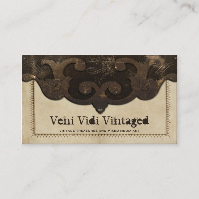VictorianSteampunk läder viftar med visitkortar Visitkort (Framsida)