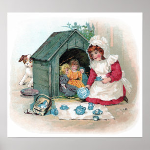 VictorianTeaparty i hundkoja Poster
