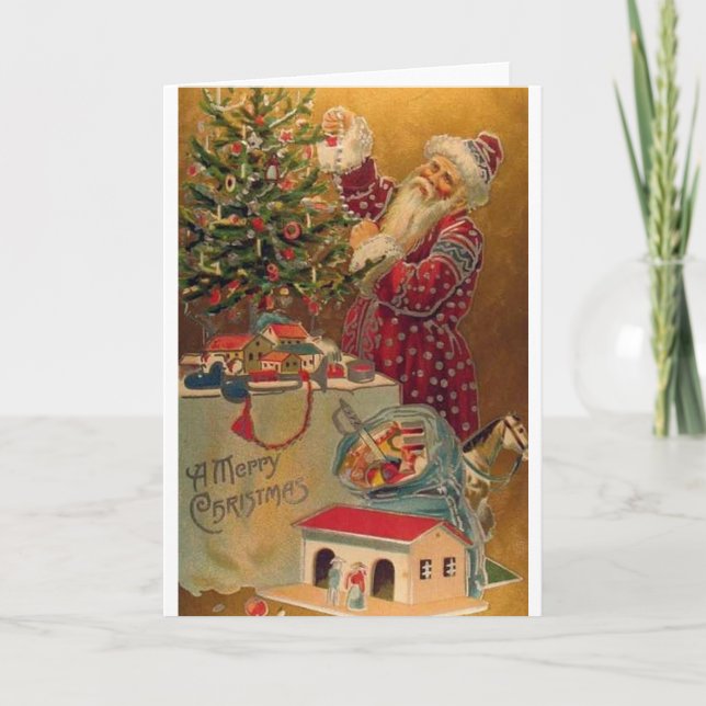 Victorianträd som klipper den Santa julkortet Helgkort (Framsida)