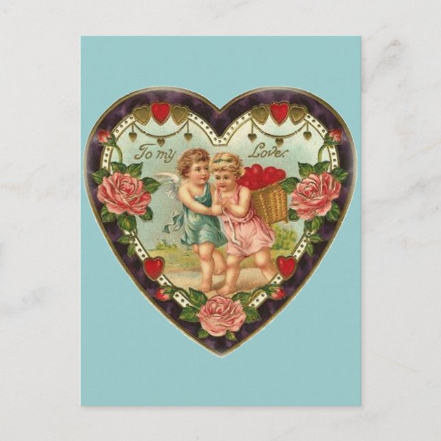 Victorianvalentin till min kärlek II Helg Vykort (Framsida)