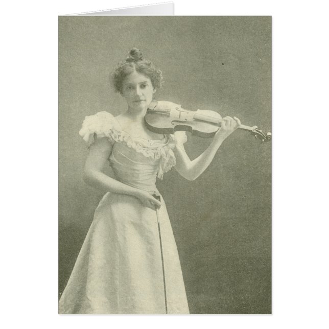 Victorianviolinist (det inre kortet för dikt) hälsningskort (Framsidan)